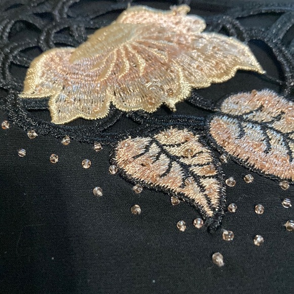 Black Embellished Long Sleeve Blouse with cut out collar - Picture 3 of 9